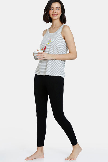 Zivame Tom & Jerry Knit Cotton Top - Grey Melange — image 4